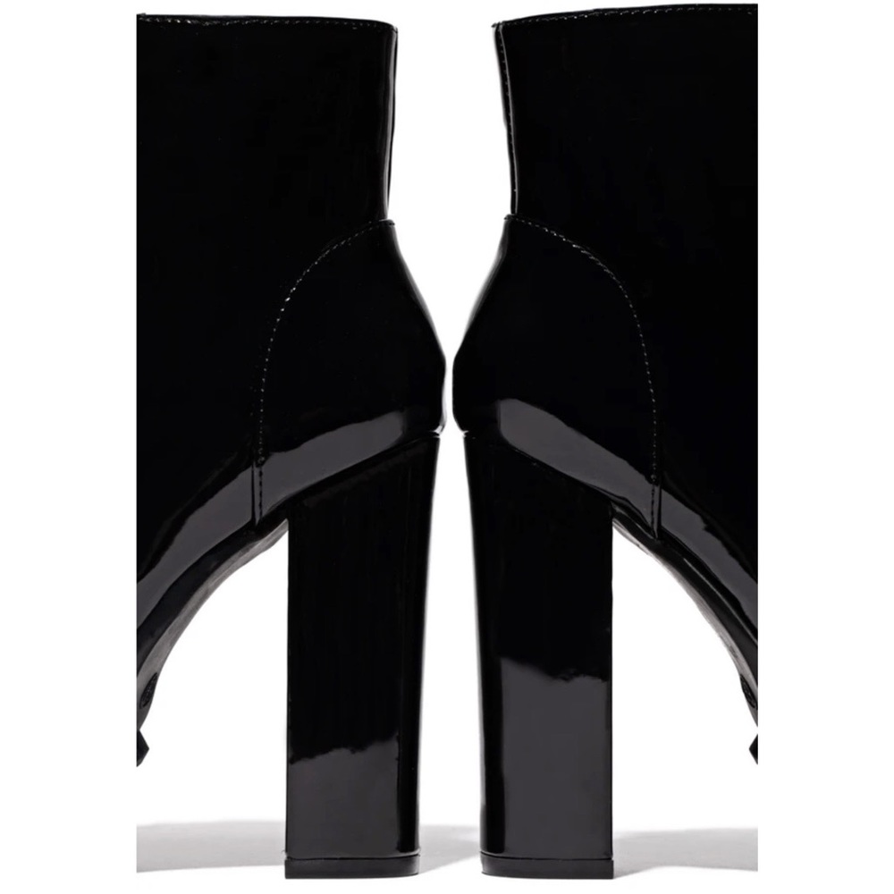 Patent Lug Sole Lace Up Combat Platform Boots - Picture 9 of 16
